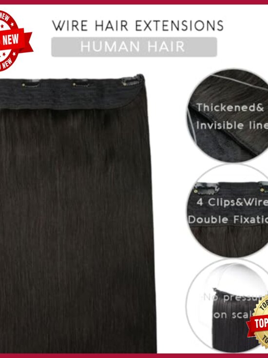 18 Inch Real Human Hair Extensions, Invisible Wire, 85g Volume main image 4